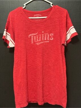 📣Banner ‘47 MLB MN Twins Red White Ringer Lived-in Look Slub Knit T-shirt